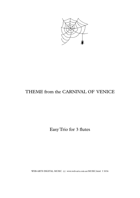 Carnival Of Venice Theme Easy Trio For 3 Flutes Sheet Music