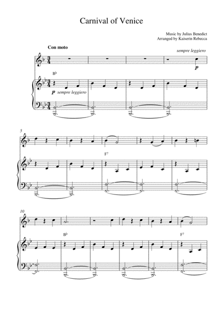 Carnival Of Venice Sheet Music