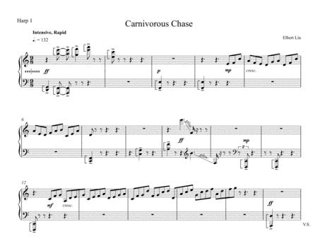 Carnivorous Chase For 3 Harps Instrumental Parts Sheet Music