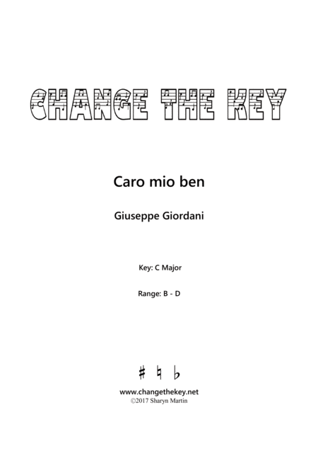 Caro Mio Ben C Major Sheet Music