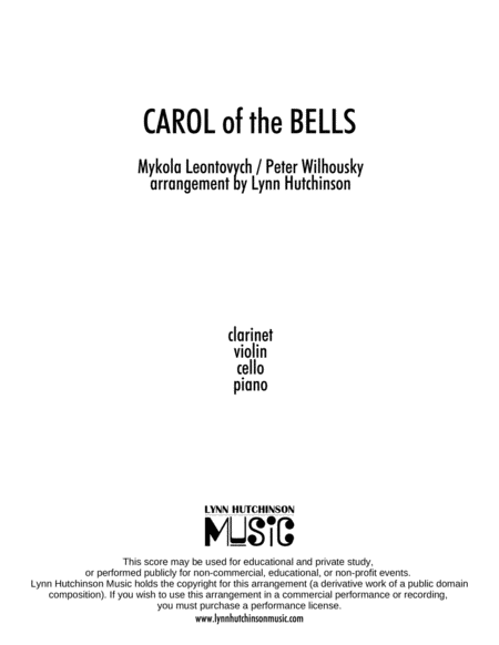 Free Sheet Music Carol Of The Bells Clarinet Piano Trio