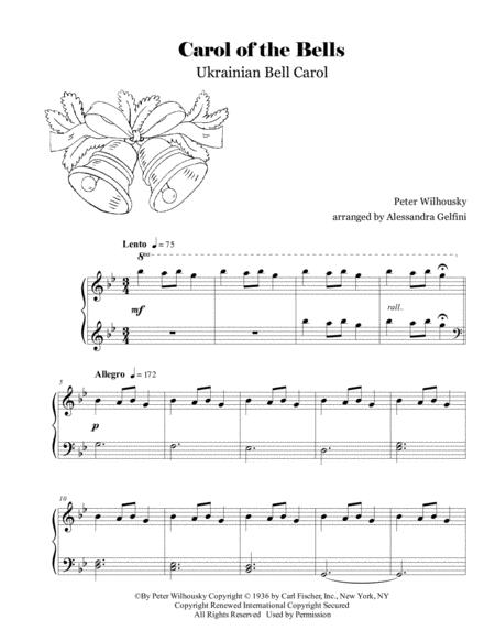 Carol Of The Bells Easy Early Intermediate Piano Solo Sheet Music