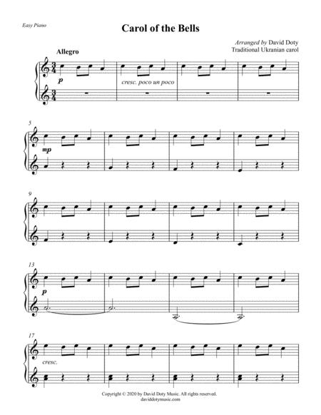Free Sheet Music Carol Of The Bells Easy Piano Christmas Solo For Beginners