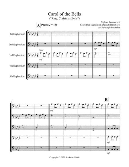 Carol Of The Bells F Min Euphonium Quintet Bass Clef Sheet Music