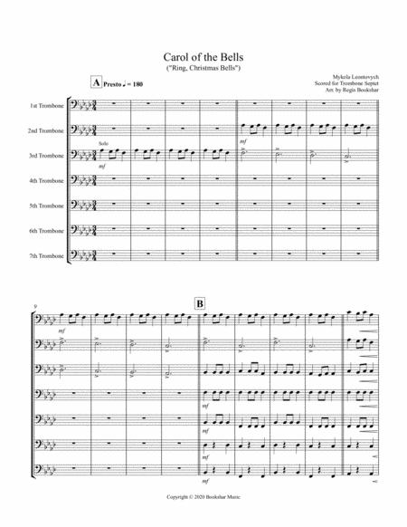 Free Sheet Music Carol Of The Bells F Min Trombone Septet