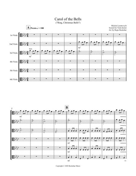 Free Sheet Music Carol Of The Bells F Min Viola Sextet