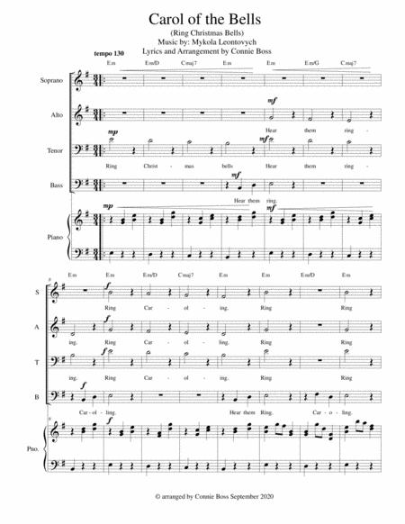 Carol Of The Bells Hear Them Ring Satb And Piano Sheet Music