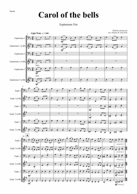 Carol Of The Bells Pentatonix Style Euphonium Trio Sheet Music