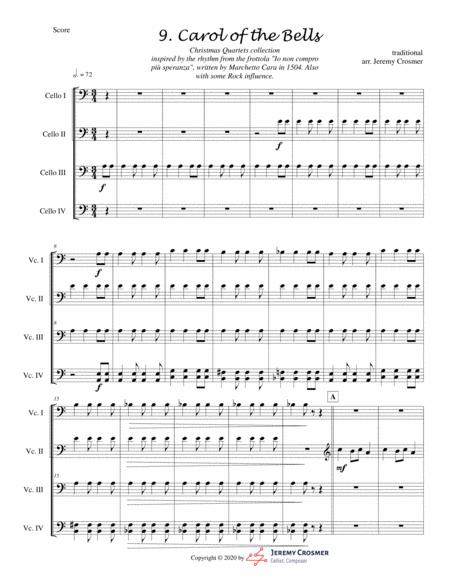 Carol Of The Bells Renaissance Rock Cello Quartet Advanced Sheet Music