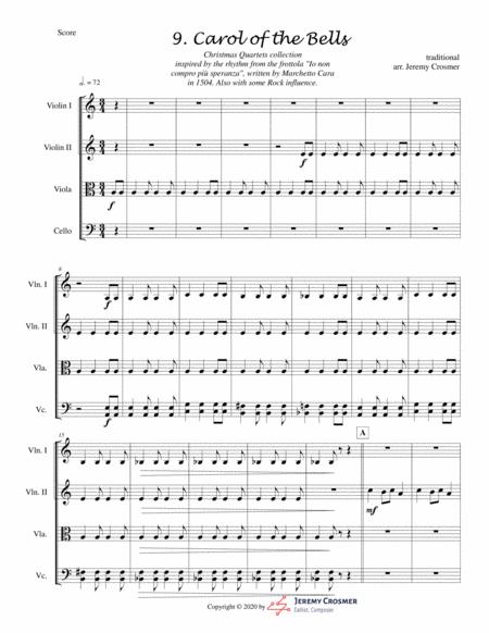 Free Sheet Music Carol Of The Bells Renaissance Rock String Quartet Advanced