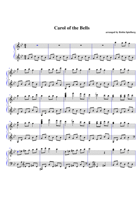 Carol Of The Bells Solo Piano Sheet Music