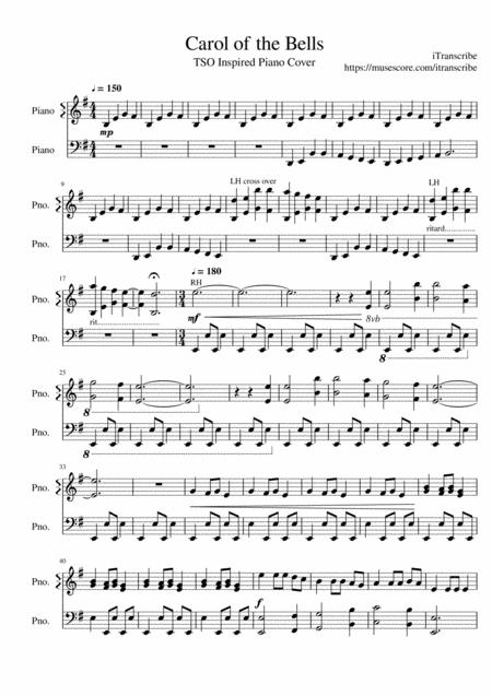 Free Sheet Music Carol Of The Bells Tso Inspired Piano Cover