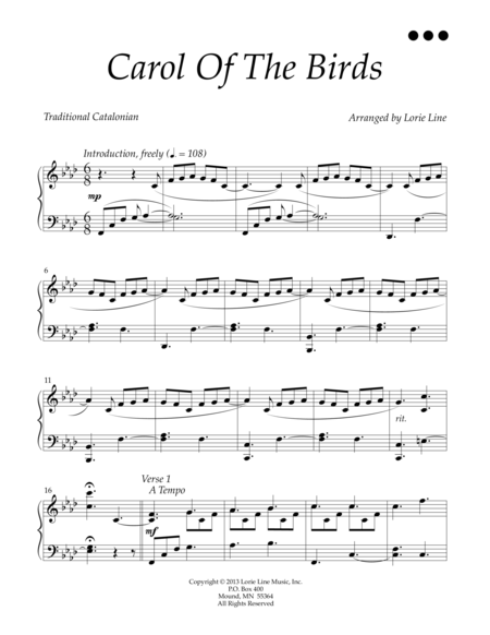 Free Sheet Music Carol Of The Birds