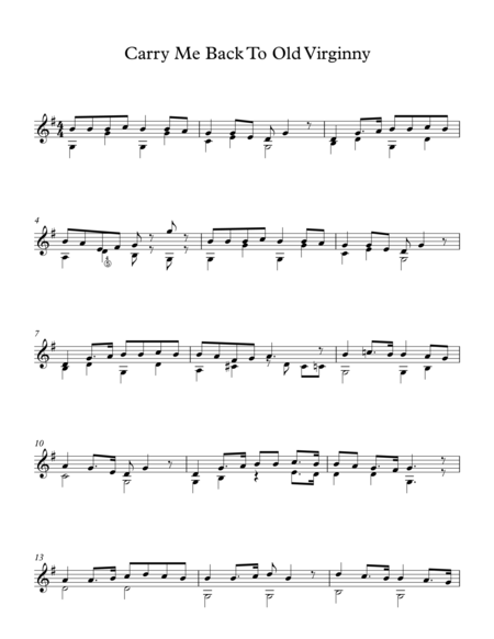 Free Sheet Music Carry Me Back To Old Virginny American Traditional Song