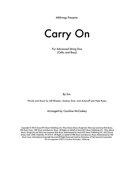 Carry On Cello And Double Bass Duet Sheet Music