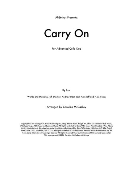 Carry On Cello Duet Sheet Music