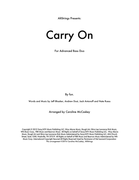 Carry On Double Bass Duet Sheet Music