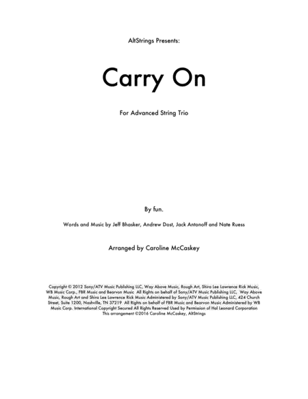 Free Sheet Music Carry On String Trio Violin Viola And Cello