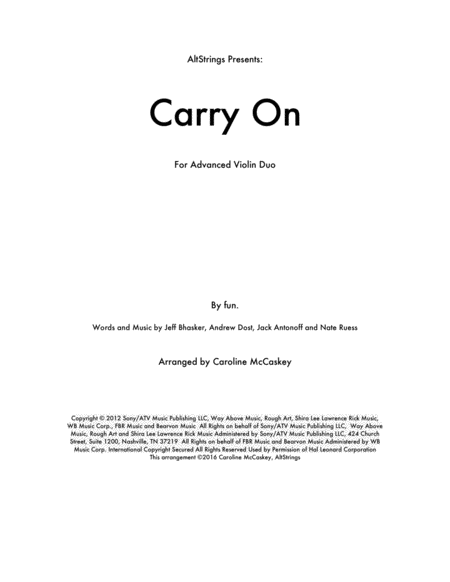 Carry On Violin Duet Sheet Music