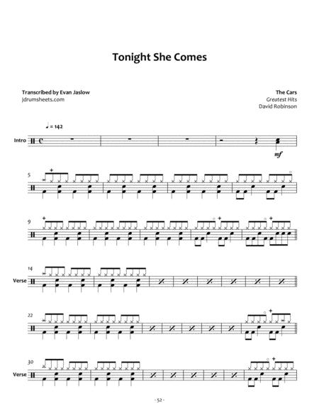 Cars The Tonight She Comes Sheet Music