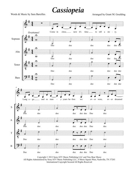 Cassiopeia Sara Bareilles A Cappella With Featured Soloists Sheet Music