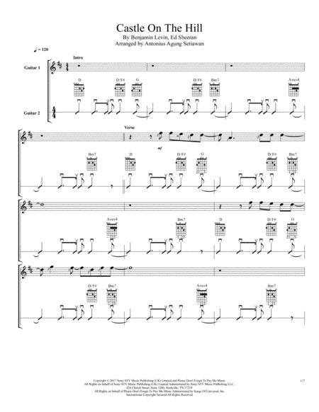 Castle On The Hill Fingerstyle Guitar Duet Sheet Music