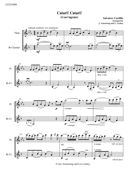 Free Sheet Music Catari Catari Core Ngrato