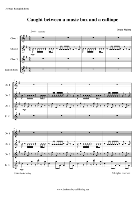 Caught Between A Music Box And A Calliope 3 Oboes English Horn Sheet Music