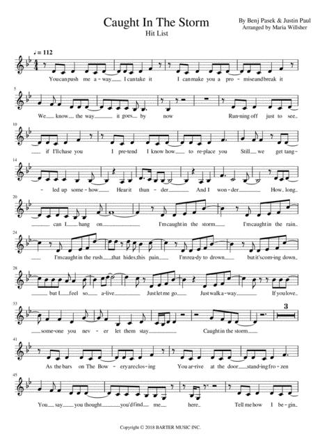 Free Sheet Music Caught In The Storm Hit List Vocals