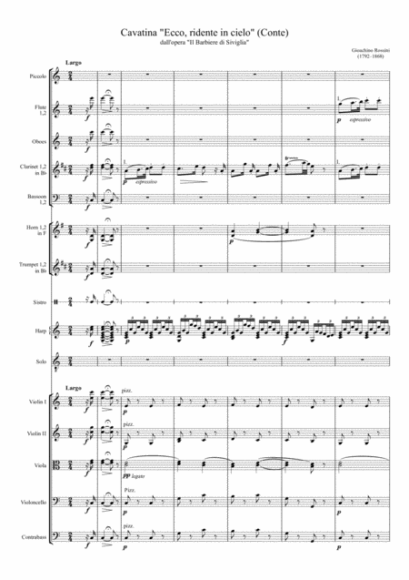 Free Sheet Music Cavatina Almaviva Ecco Ridente In Cielo Conte