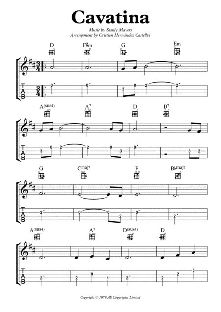 Free Sheet Music Cavatina For Ukulele