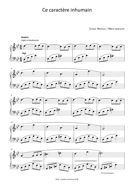 Free Sheet Music Ce Caractre Inhumain