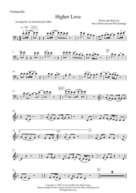 Cello Part Higher Love For Piano And Cello An International Affair Sheet Music