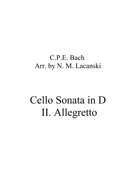 Cello Sonata In D Ii Allegretto Sheet Music