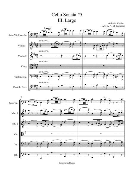 Free Sheet Music Cello Sonata Rv 40 Movement 3