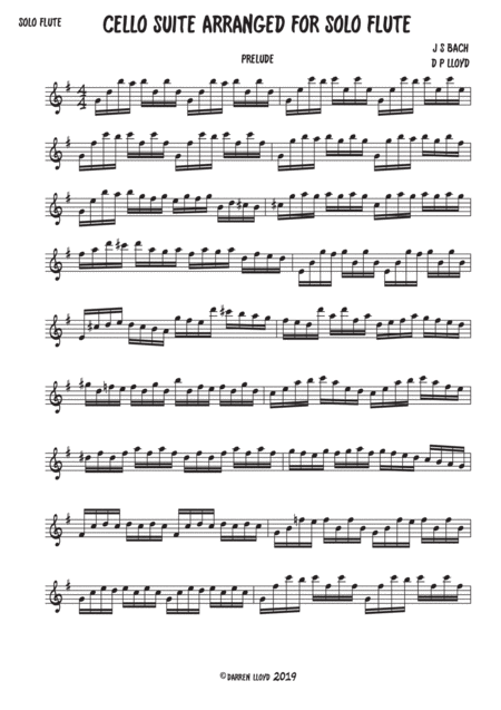 Cello Suite For Solo Flute Sheet Music