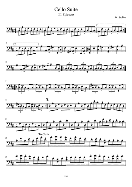 Free Sheet Music Cello Suite Iii Spiccato