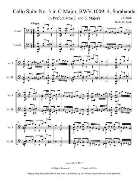 Cello Suite No 3 Bwv 1009 4 Sarabande Sheet Music