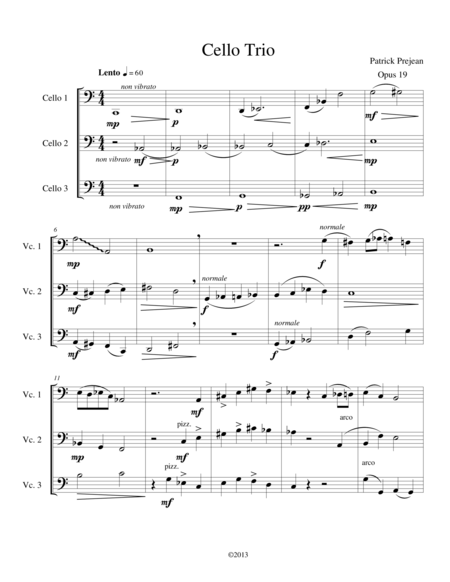 Free Sheet Music Cello Trio