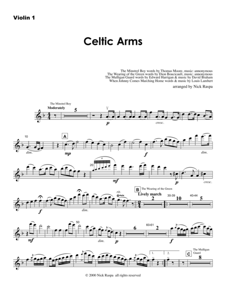 Celtic Arms Violin 1 Part Sheet Music