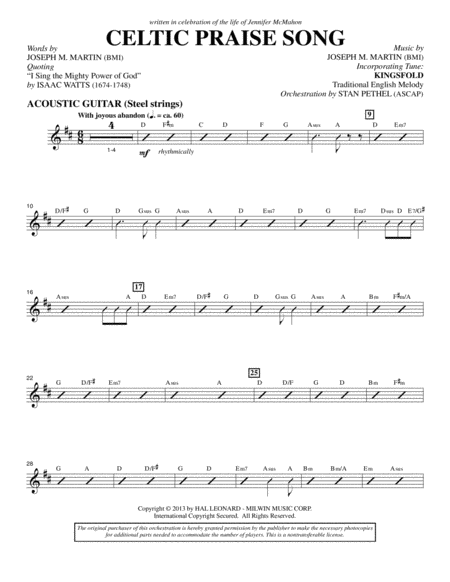 Celtic Praise Song Acoustic Guitar Sheet Music