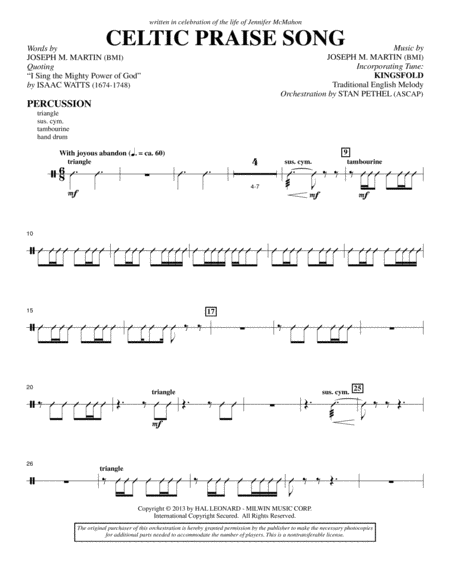 Celtic Praise Song Percussion Sheet Music