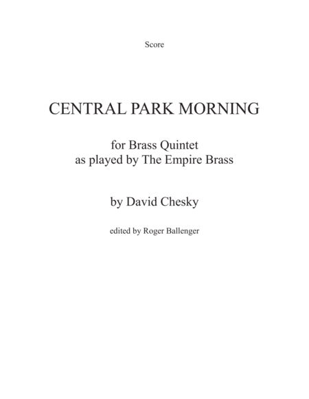 Central Park Morning For Brass Quintet Sheet Music