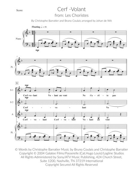 Free Sheet Music Cerf Volant For Ssa And Ensemble
