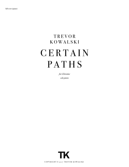 Certain Paths Solo Piano Sheet Music