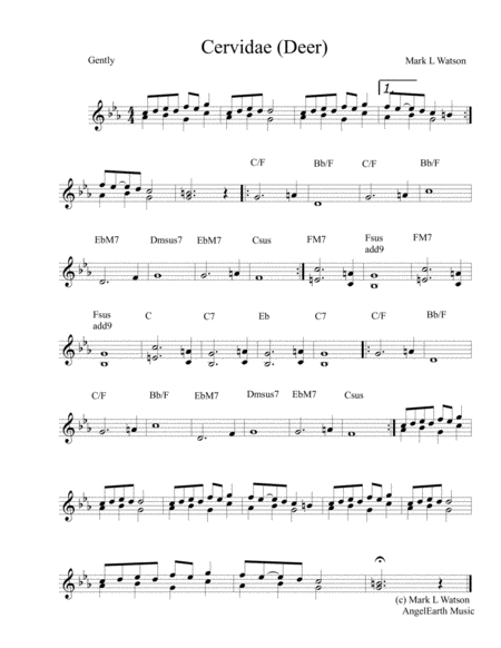 Free Sheet Music Cervidae Deer