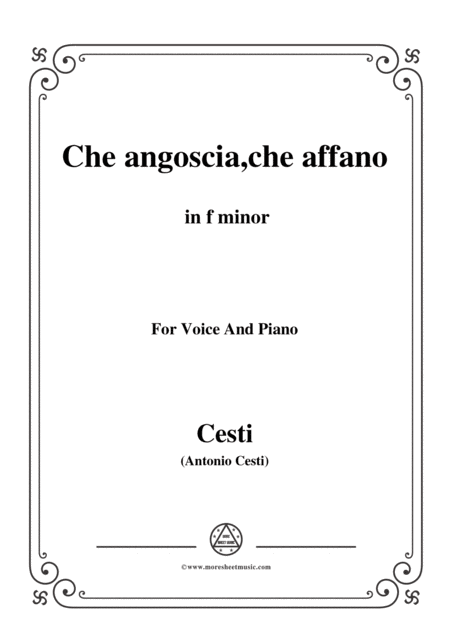 Cesti Che Angoscia Che Affano From Il Pomo D Oro In F Minor For Voice And Piano Sheet Music