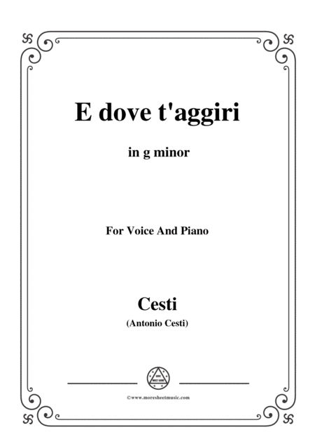 Free Sheet Music Cesti E Dovet Aggiri From Il Pomo D Oro In G Minor For Voice And Piano