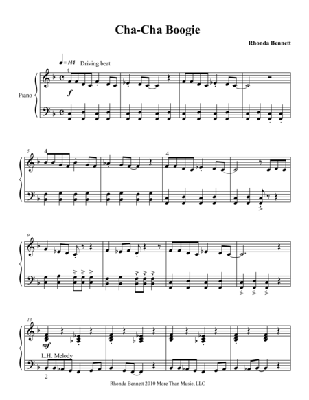 Free Sheet Music Cha Cha Boogie