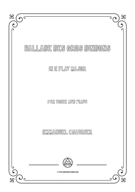 Chabrier Ballade Des Gros Dindons In E Flat Major For Voice And Piano Sheet Music